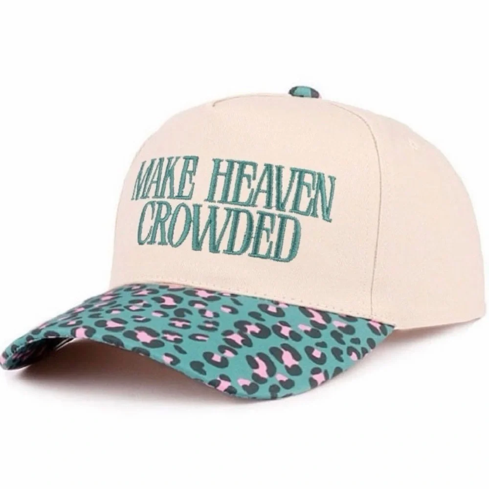 Nwt Women’s Cream and Teal Leopard Print Cap. Make Heaven Crowded